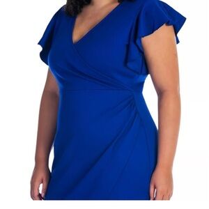 Chic Navy Midi Dress with Ruffled Sleeves